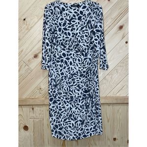 Lauren Ralph Lauren Womens Shift Dress V Neck Midi Stretch Floral 16W White Gray